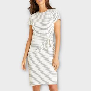 Ann Taylor Side Tie Sheath Dress In Blue Stripe Women’s Size PS